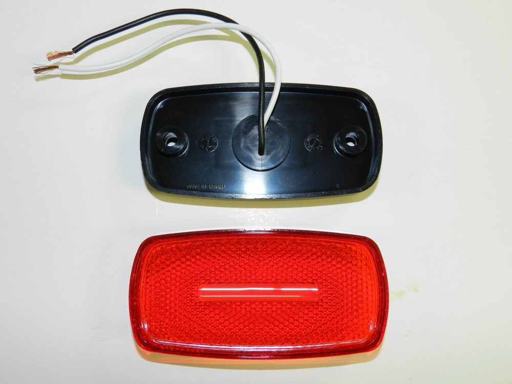 (1) RED Camper Trailer RV Light 3 LED 2 x 4 surface mount Clearance Black base