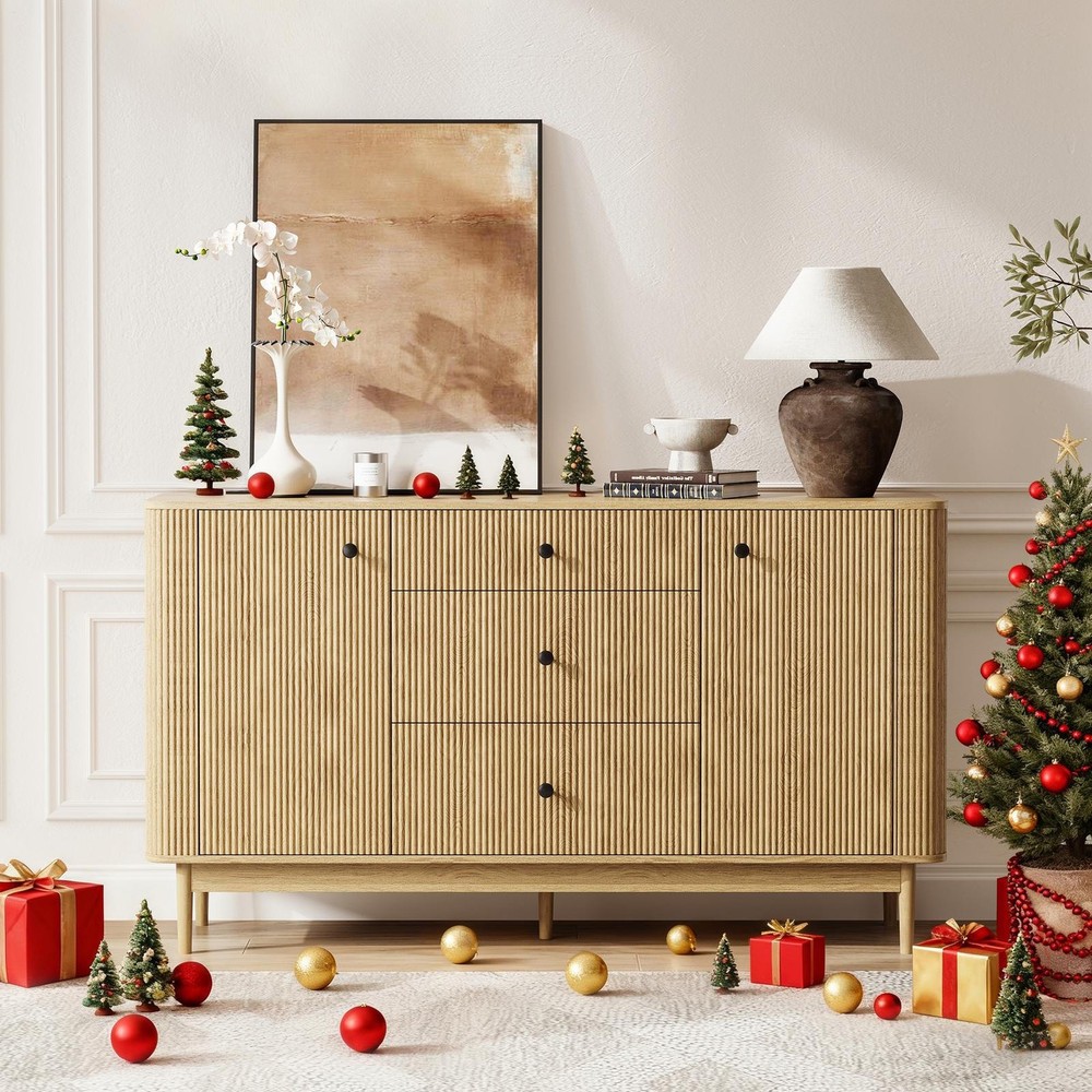 60-Inch Buffet Cabinet Sideboard with Storage, Modern Sideboard Buffet Table
