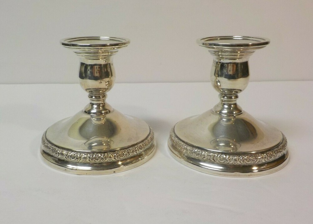 Pair International PRELUDE Sterling Silver 3.25" Candlesticks