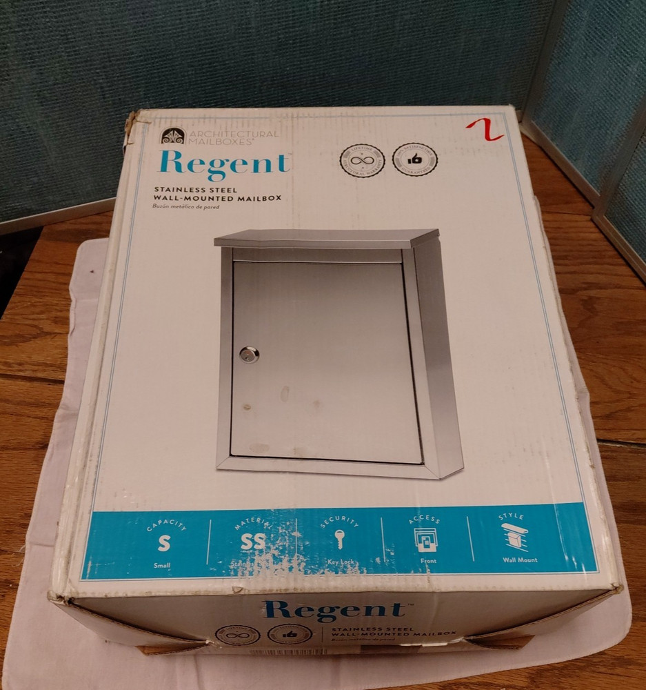 MAILBOX Regent Stainless Steel Locking Wall Mount Mailbox New