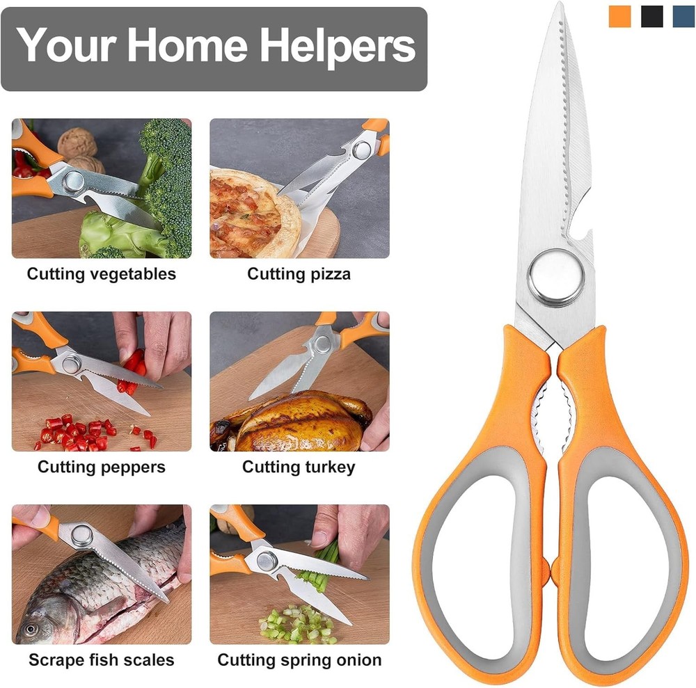 Color-Coded Kitchen Shears - Heavy Duty Stainless Steel Scissors for All Tasks