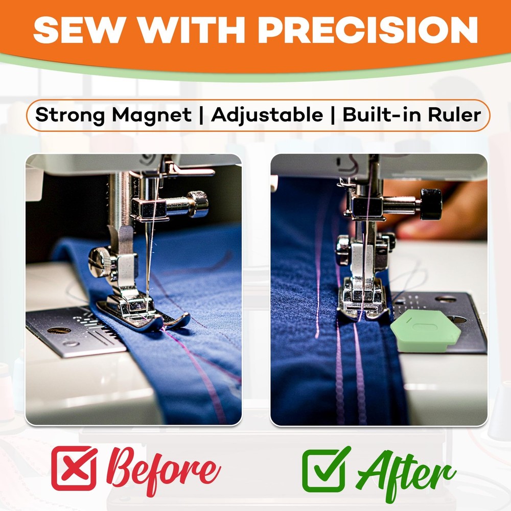 3 Pack Magnetic Seam Guide for Sewing Machine Universal Sewing Guide Ruler