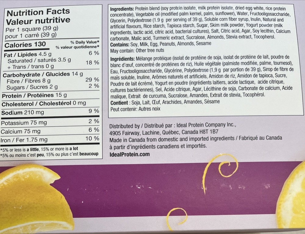 Ideal Protein Lemon Crispy Squares BB 03/31/27