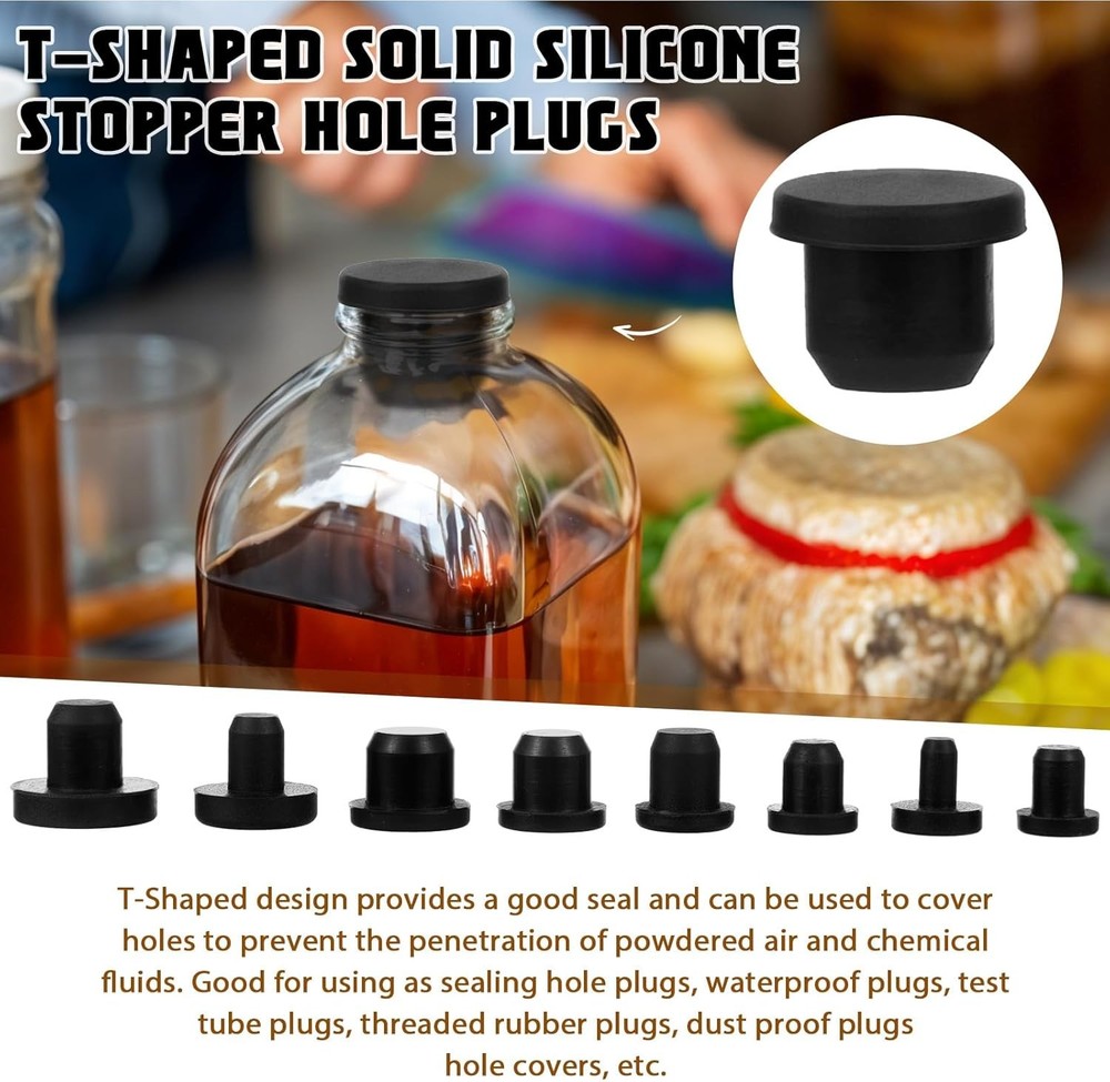 Silicone Hole Plugs Assorted Sizes 80 Pcs Black