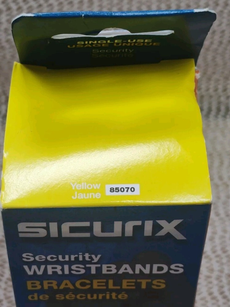 Sicurix Security Wristbands Sequentially Numbered Yellow 100ct.