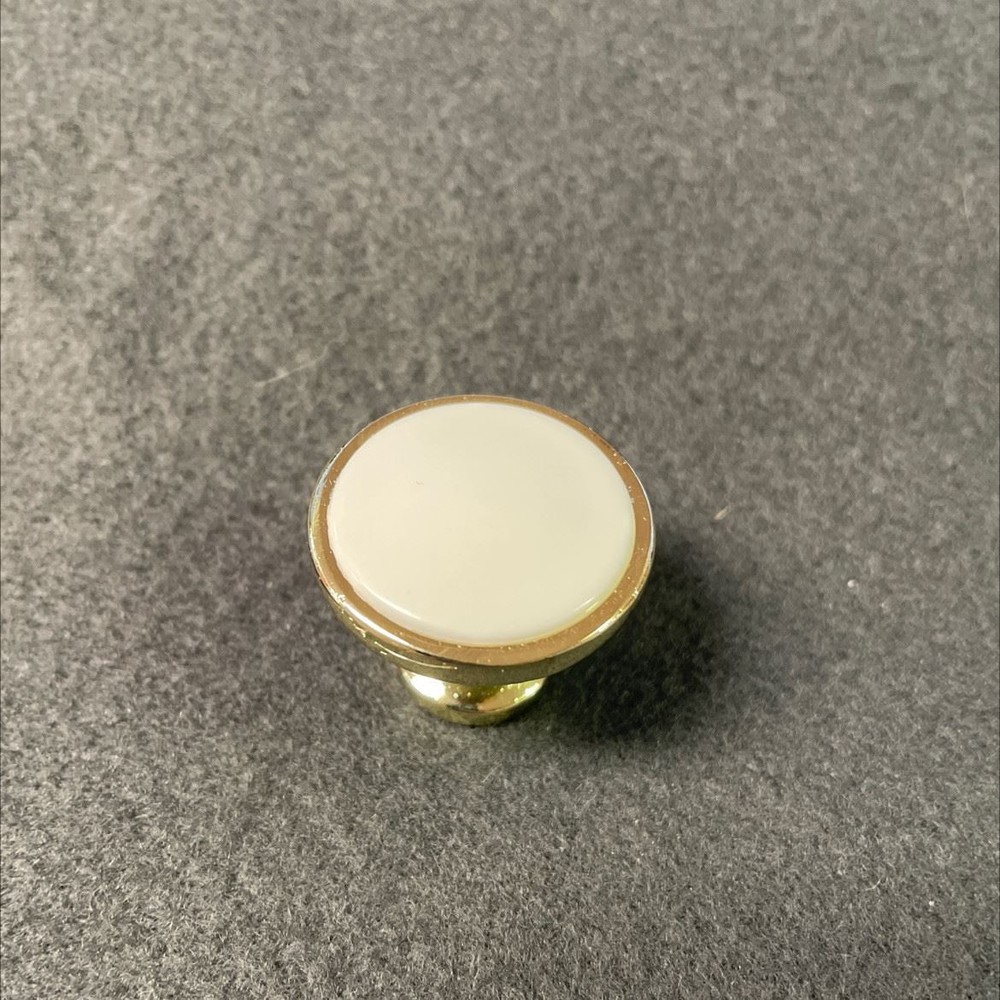 (12-Pack) 1-1/4" White Plastic Insert Knob Polished Brass
