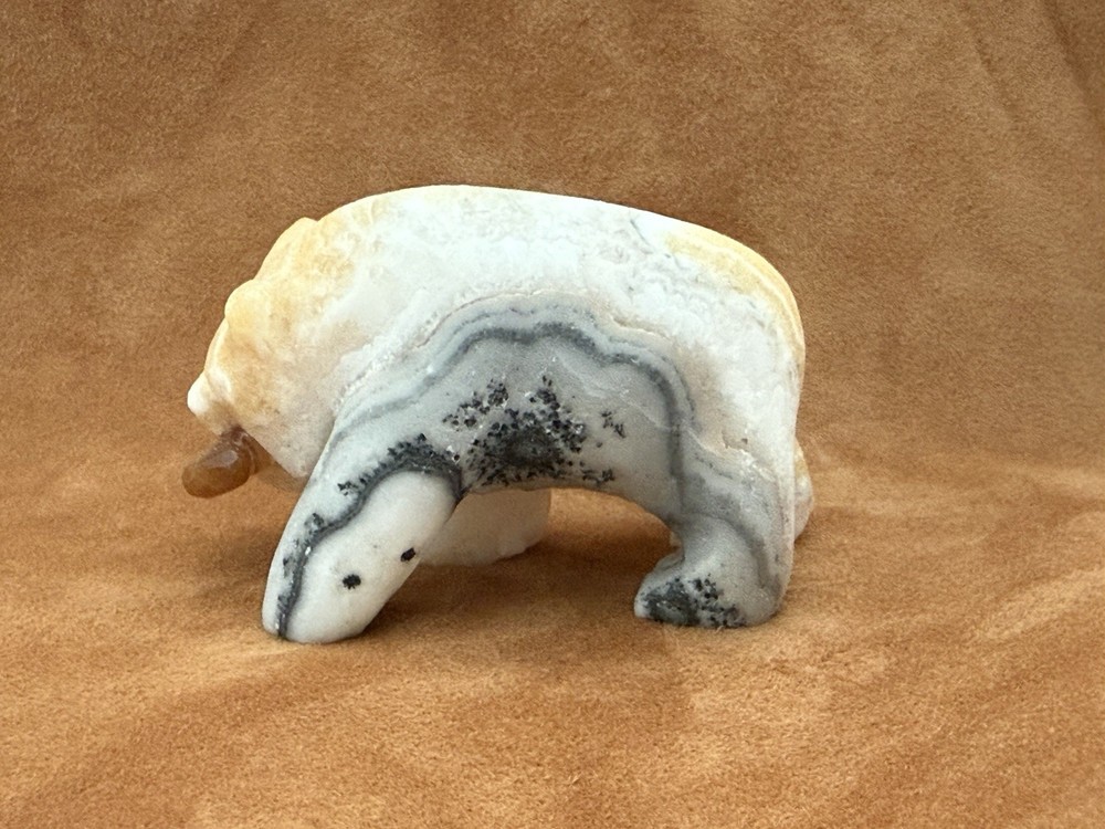 Bear Fetish Calcite with Fish
