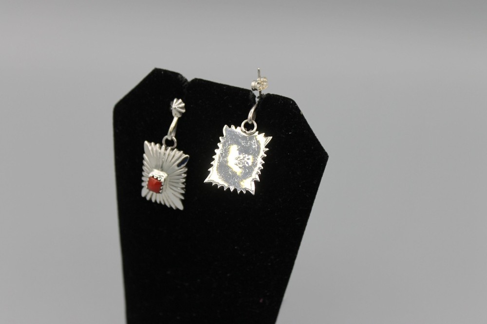 Sterling Silver and Coral Earrings