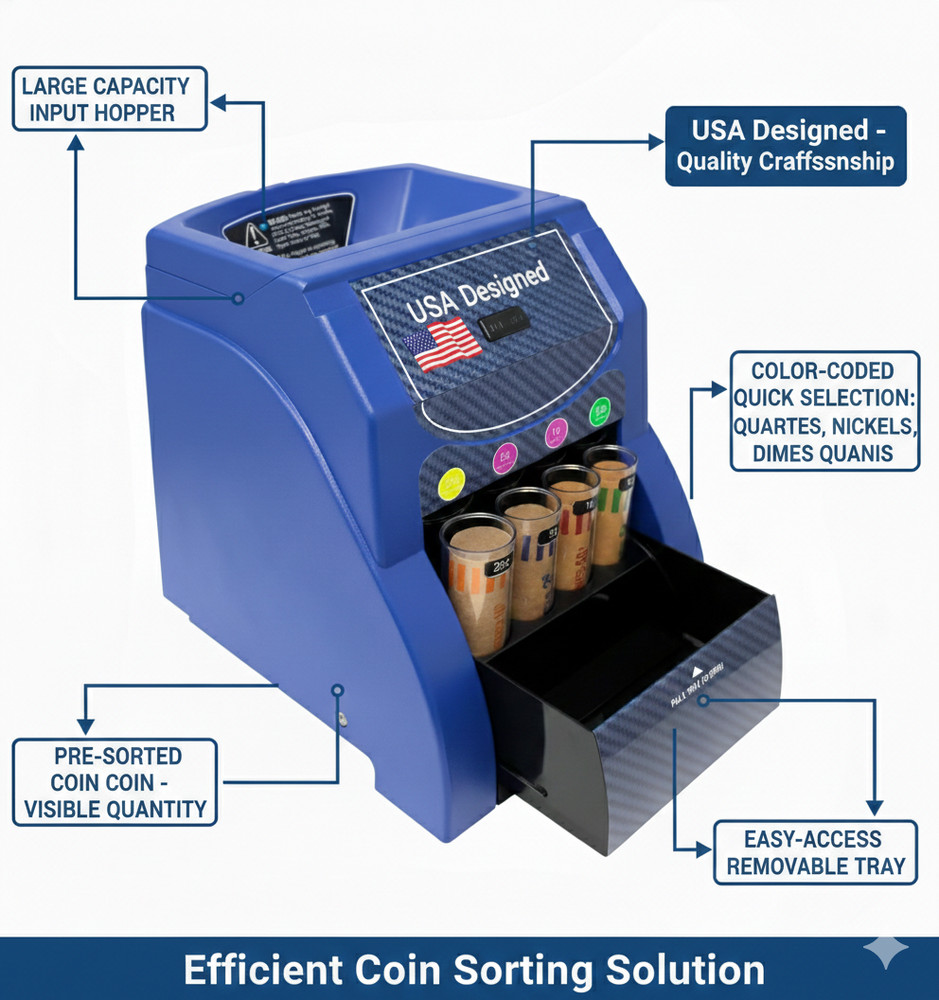 Precision Digital Automatic Coin Sorter and Counter with Batching and Wrapping