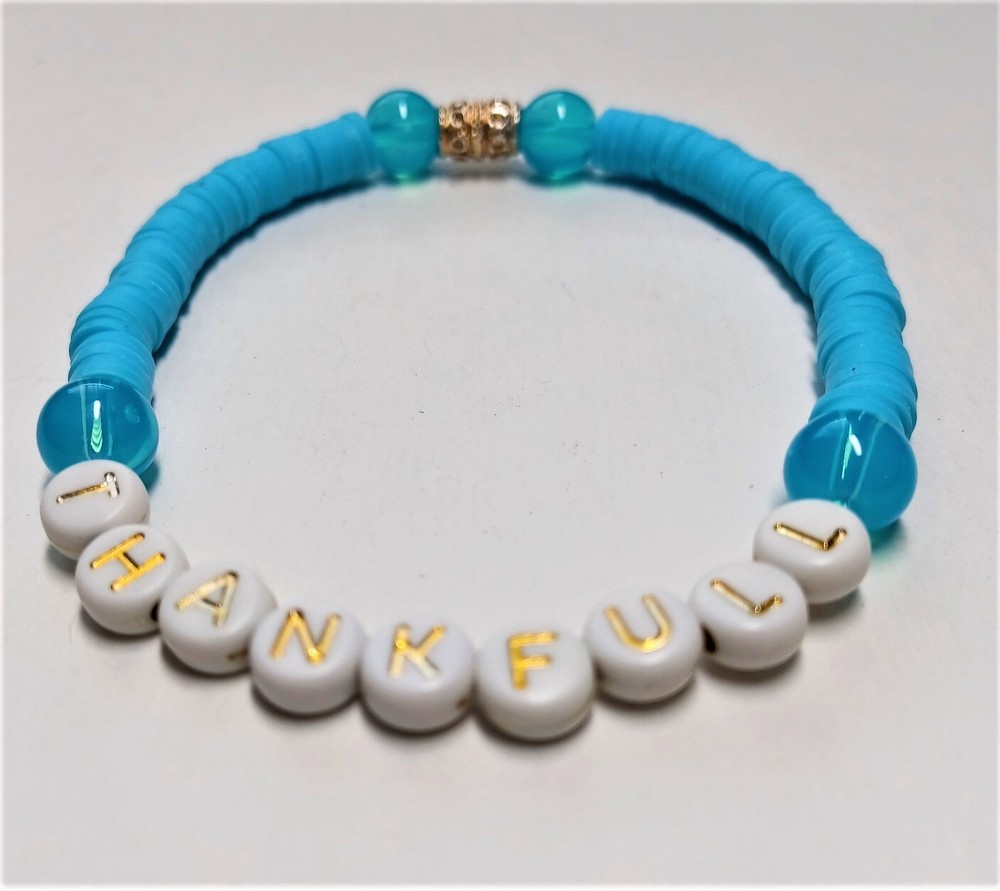 Faith Based Stretchy Thankful Beaded Bracelet