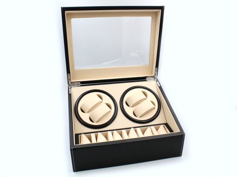Watch Winder Time Box 4 Seater + 6 Fixed Elegant Gift Idea Black Color