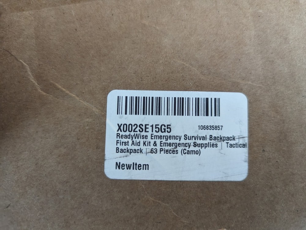 ReadyWise 5 Day Survival Kit Backpack Camo 63 Pieces