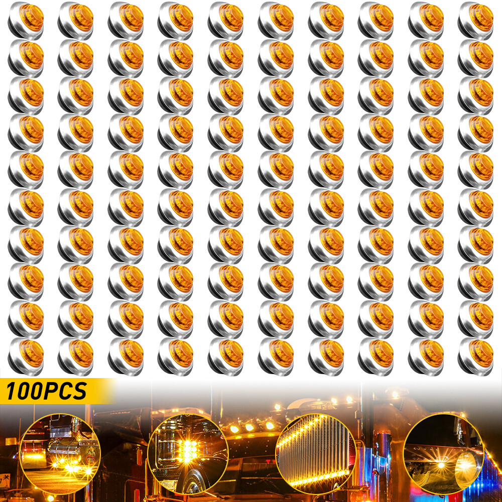 20/100 3/4" Round LED Side Marker Light W/Chrome Stailness Base Truck Trailer ED