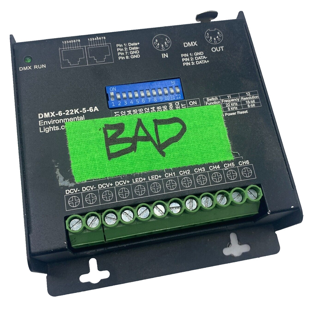 Environmental Lights DMX-6-22K-5-6A DMX Decoder-Studio 6A-6 Channels 🔔