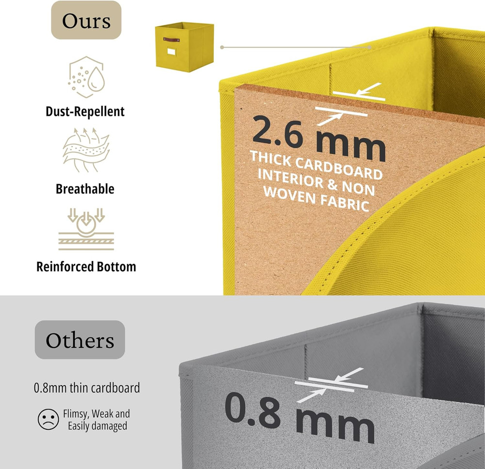 Storage Bins, Cube Storage Bin with Labels, Fabric Storage Cubes for Shelves (10