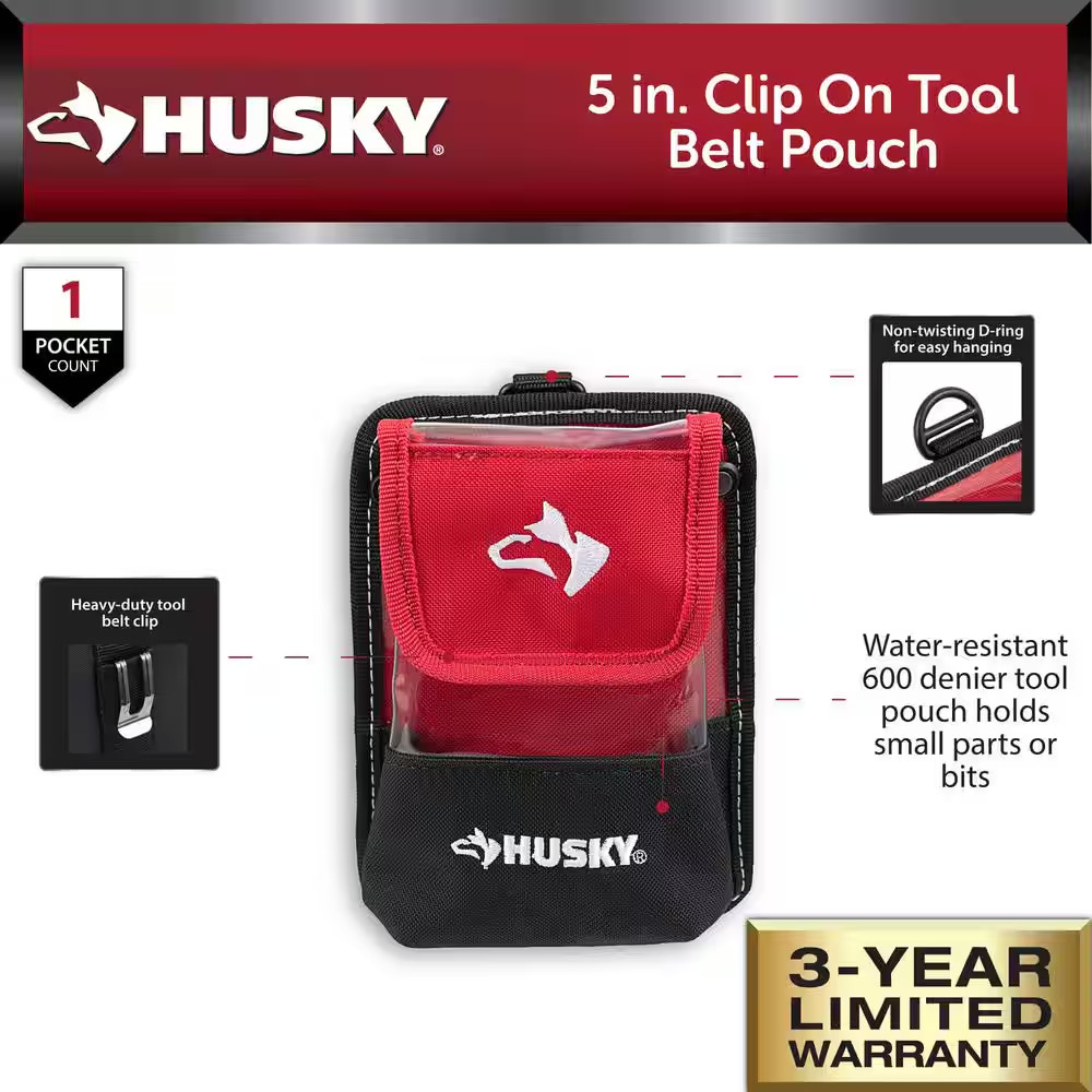 5 In. Clip on Tool Belt Pouch