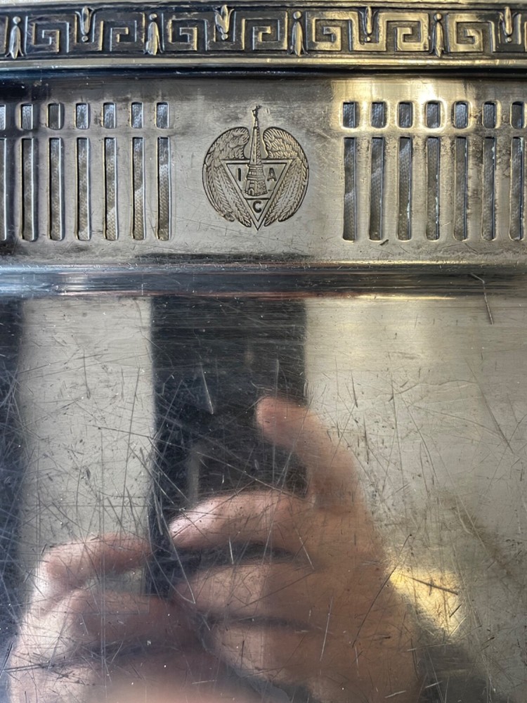 ANTIQUE HOTEL SILVER SOLDERED SERVING TRAY