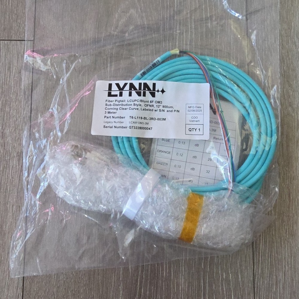 Lynn Electronics T6-L119-BL-3RD- 003M Sub-Distribution Style 6-Fiber Optic Patch