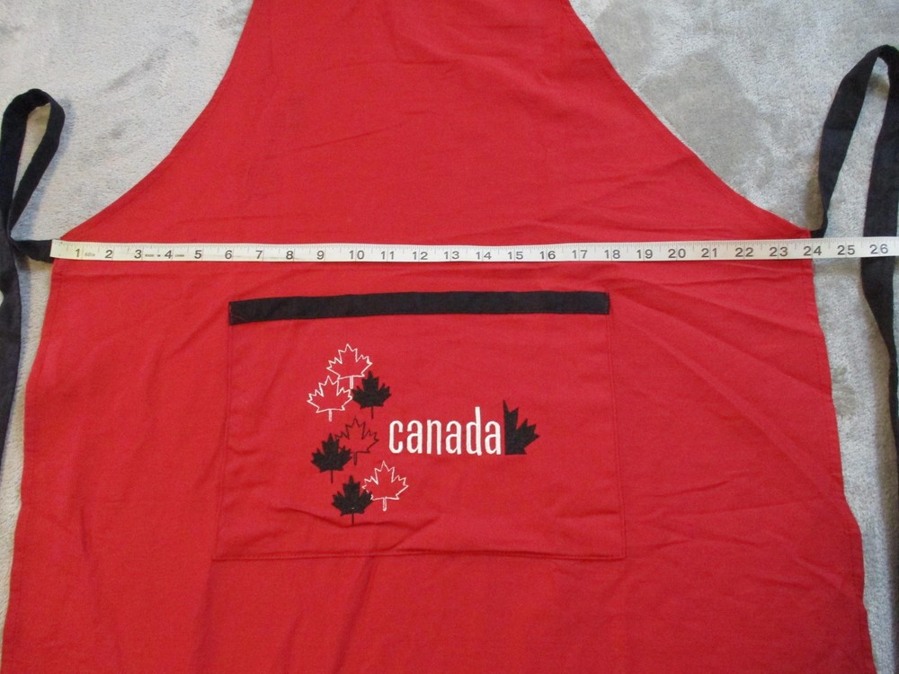 Vintage Canada Maple Leaf Bib Apron Red Cotton One Size Kitchen