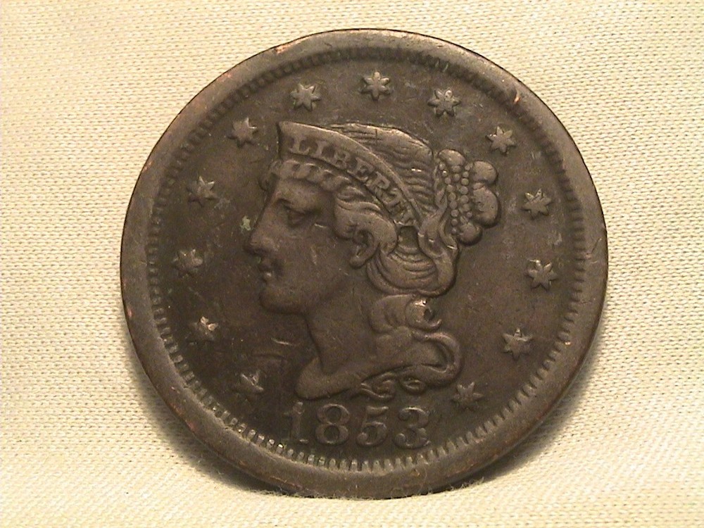 1853 Braided Hair Large Cent