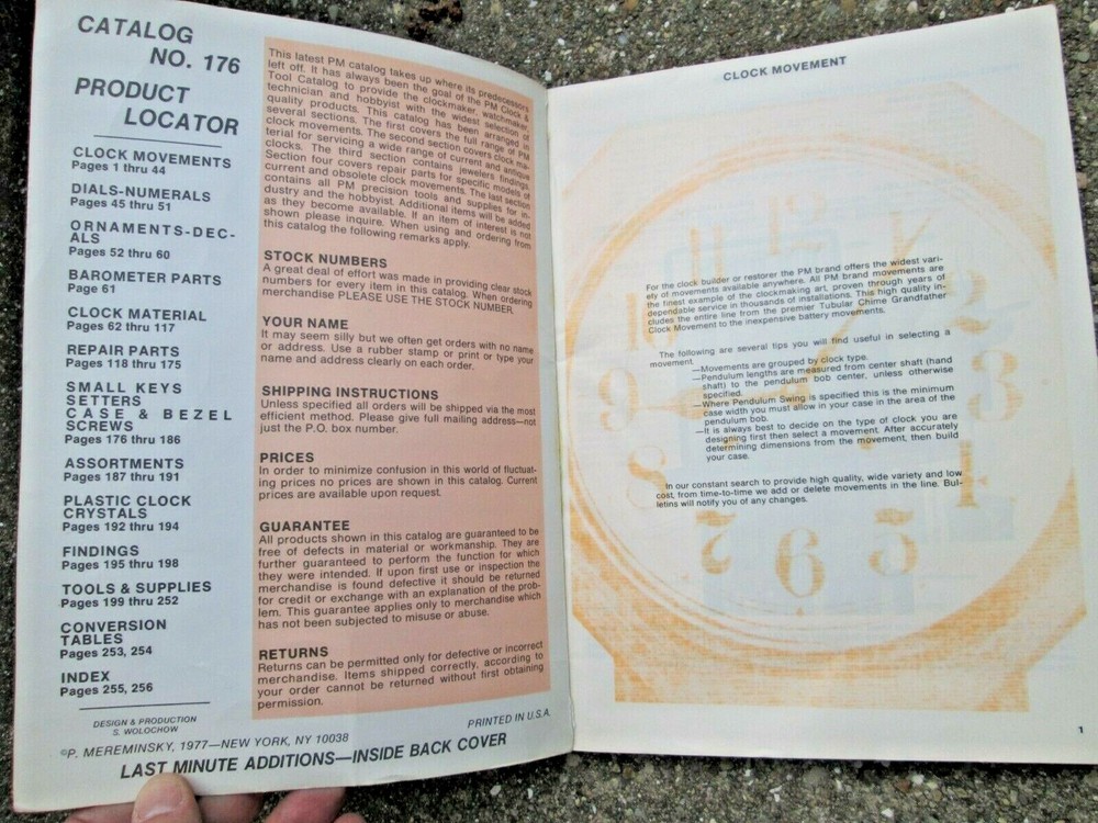 1977 BMS Materials Clock Movements & Parts Precision Tools Catalog 176
