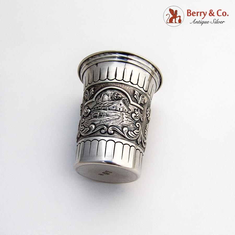 Ornate Beaker Architectural Repousse Designs 800 Silver Hanau