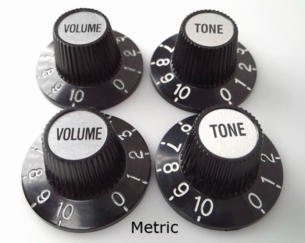 True Custom Shop® 6mm Black Top Hat Tone/Volume knobs for Gibson Epiphone & LP