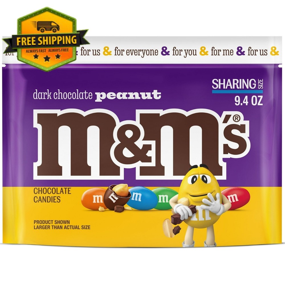 M&M's Peanut Dark Chocolate Candy – Sharing Size, 9.4 oz Bag