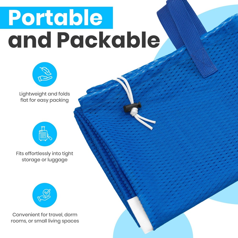 2 Pack Large Mesh Laundry Bags Heavy Duty Handles Drawstring Blue Sack