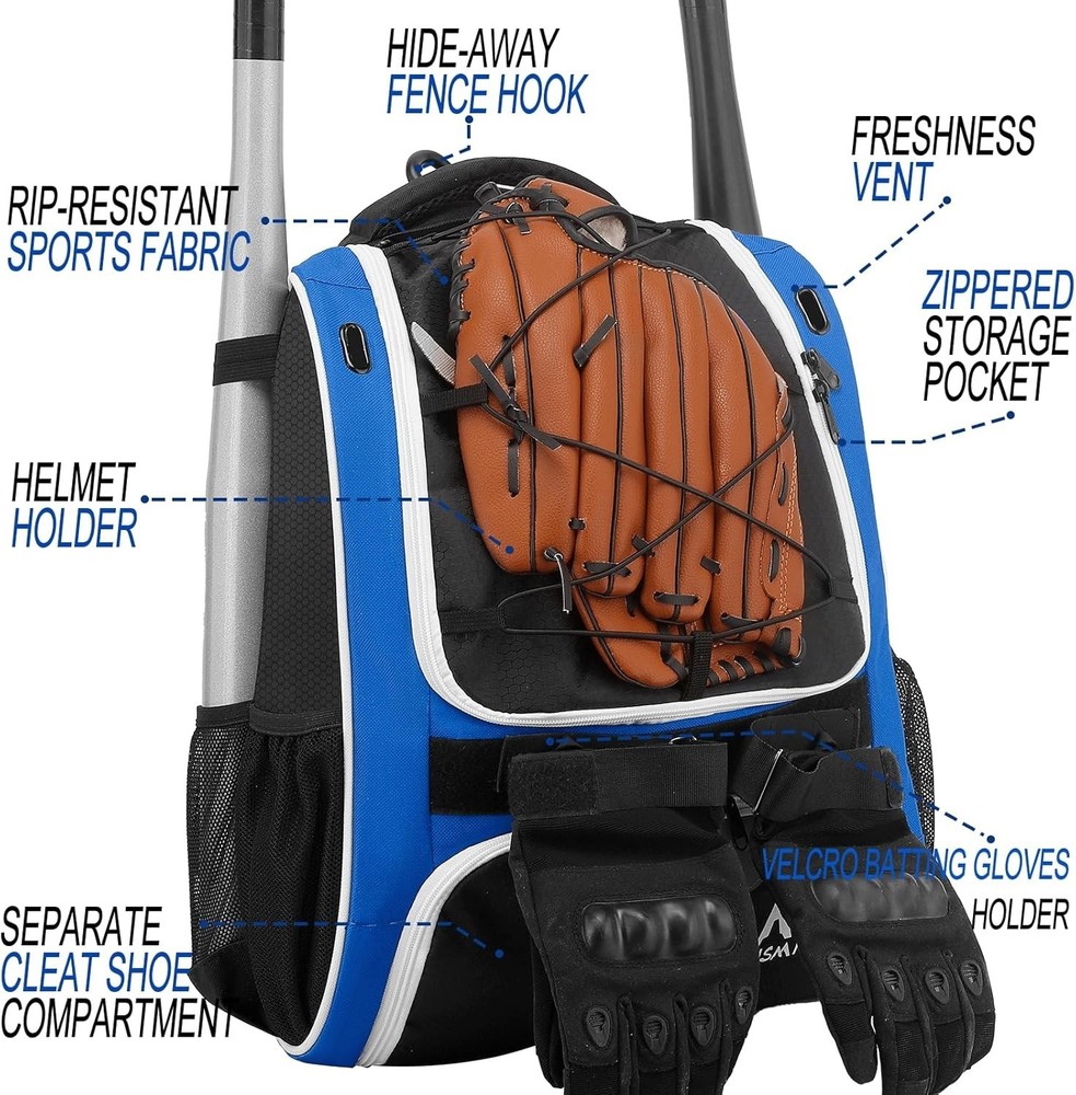 Baseball Bag-Baseball Backpack Holder for Baseball, Large Main Compartment,So...
