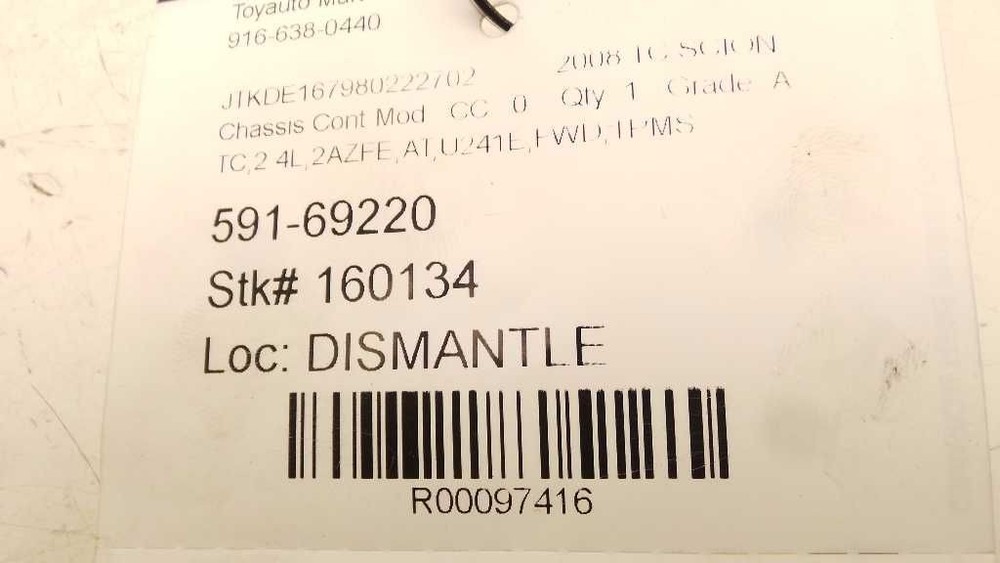 06-10 SCION TC TPMS CONTROL MODULE CHASSIS ECM ASSEMBLY