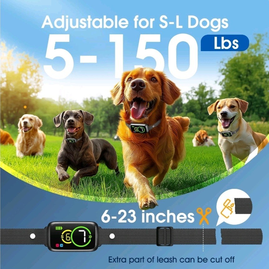 Smart Anti-Bark Dog Collar – Adjustable, Waterproof, Safe Training + USB-C Cable