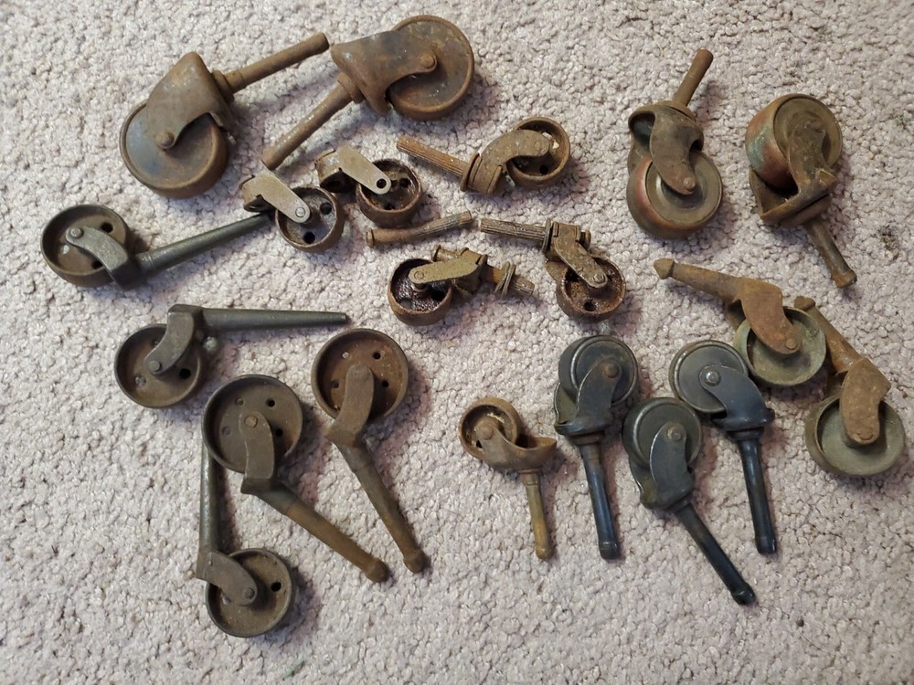 20 Vintage Assorted All Metal Casters