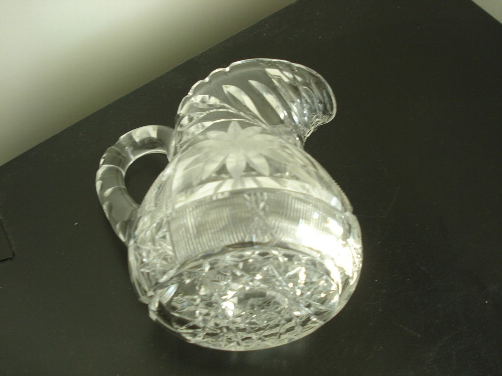 Vintage MCKEE cut CRYSTAL "etched daisy" pattern Creamer & Sugar Bowl