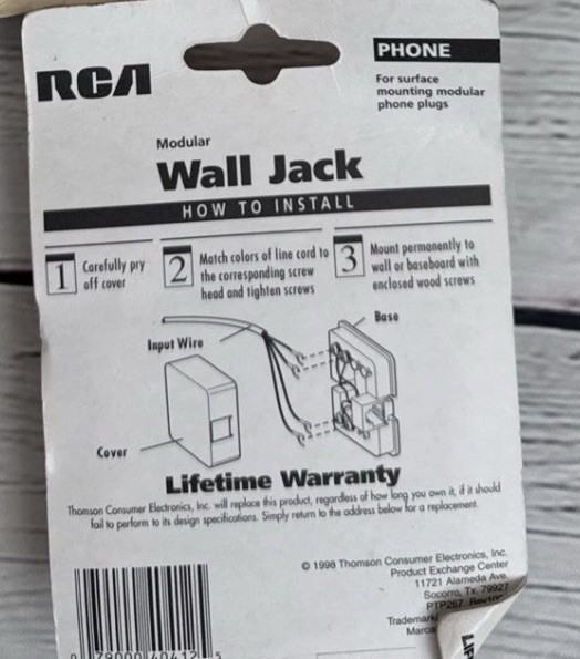 RCA Modular Phone Wall Jack TP267 White Surface Mount
