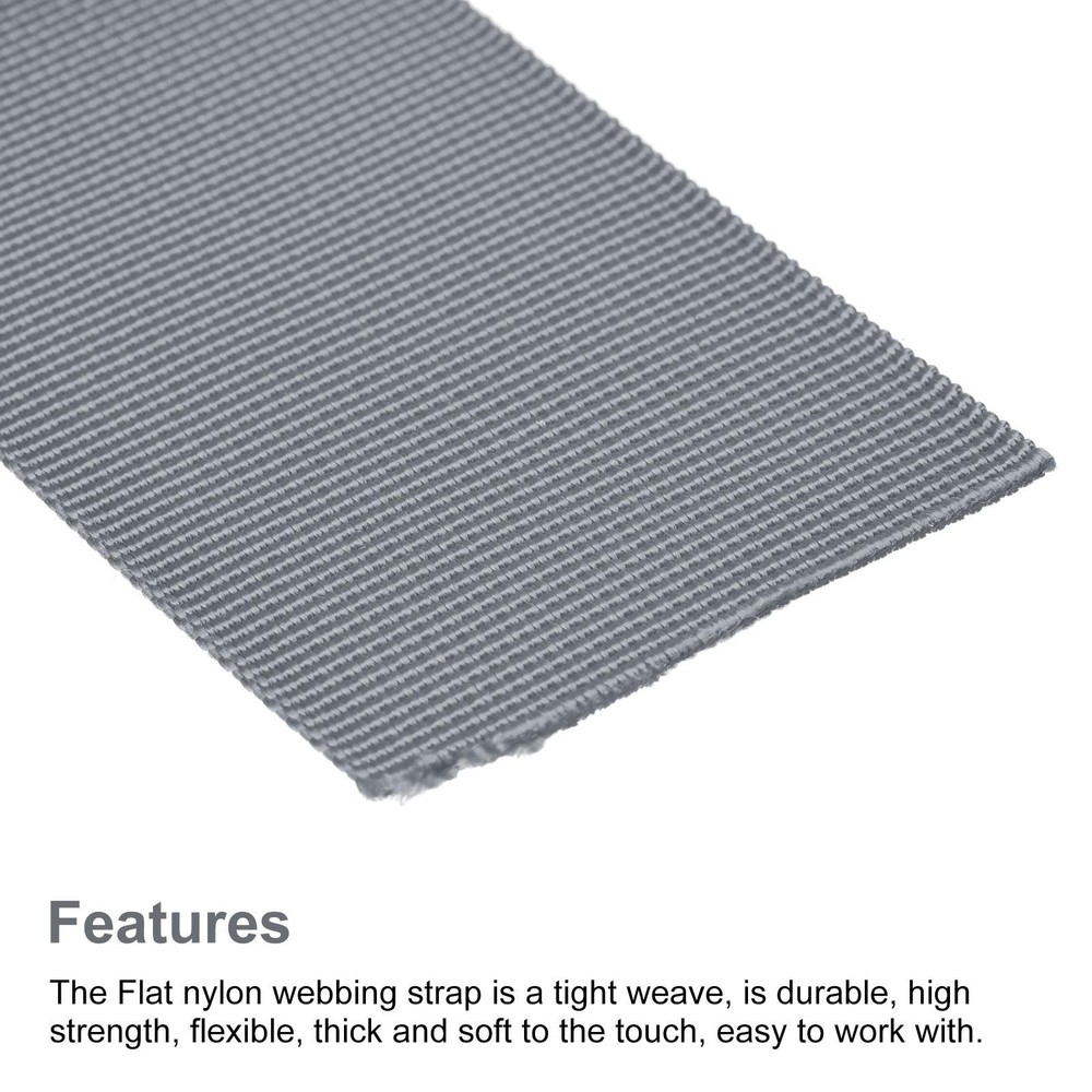 Flat Nylon Webbing Strap 2 Inch 10 Yards Grey for Backpack, Luggage-rack