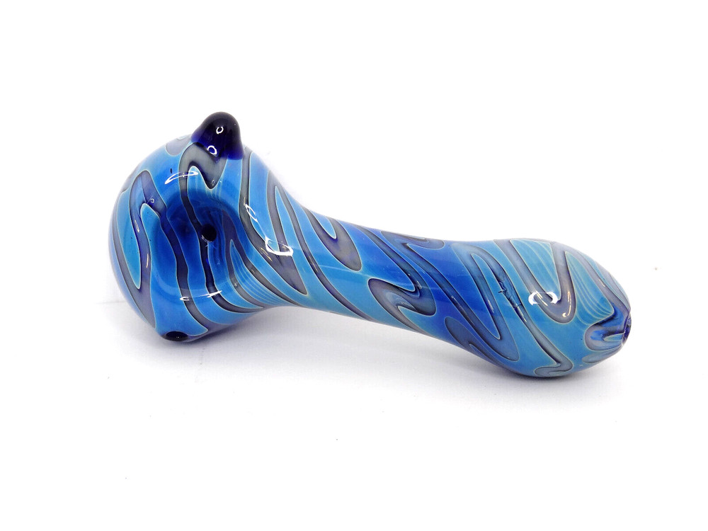 Heady Pattern Glass Hand Pipe – Unique Blue Color Pattern