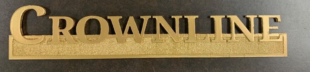 One 20' " CrownLine Boat Decal. Gold painted rubber. 3D printed