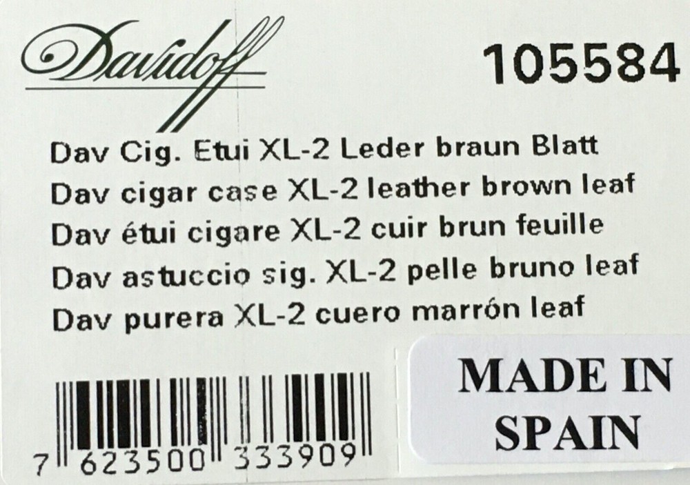 Davidoff Brown Leather Leaf Pattern XL-2 Double Cigar Case / Pouch 105584