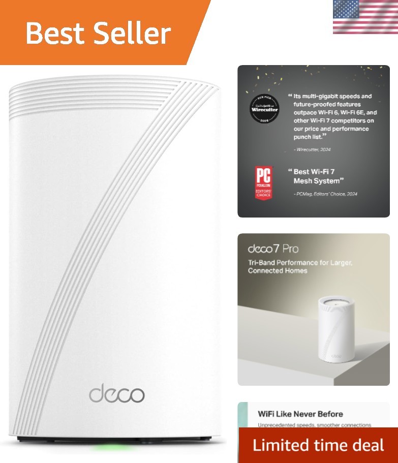 Deco 7 Pro BE63 Tri-Band WiFi 7 Mesh System - 3000 sq.ft Coverage & 10 Gbps