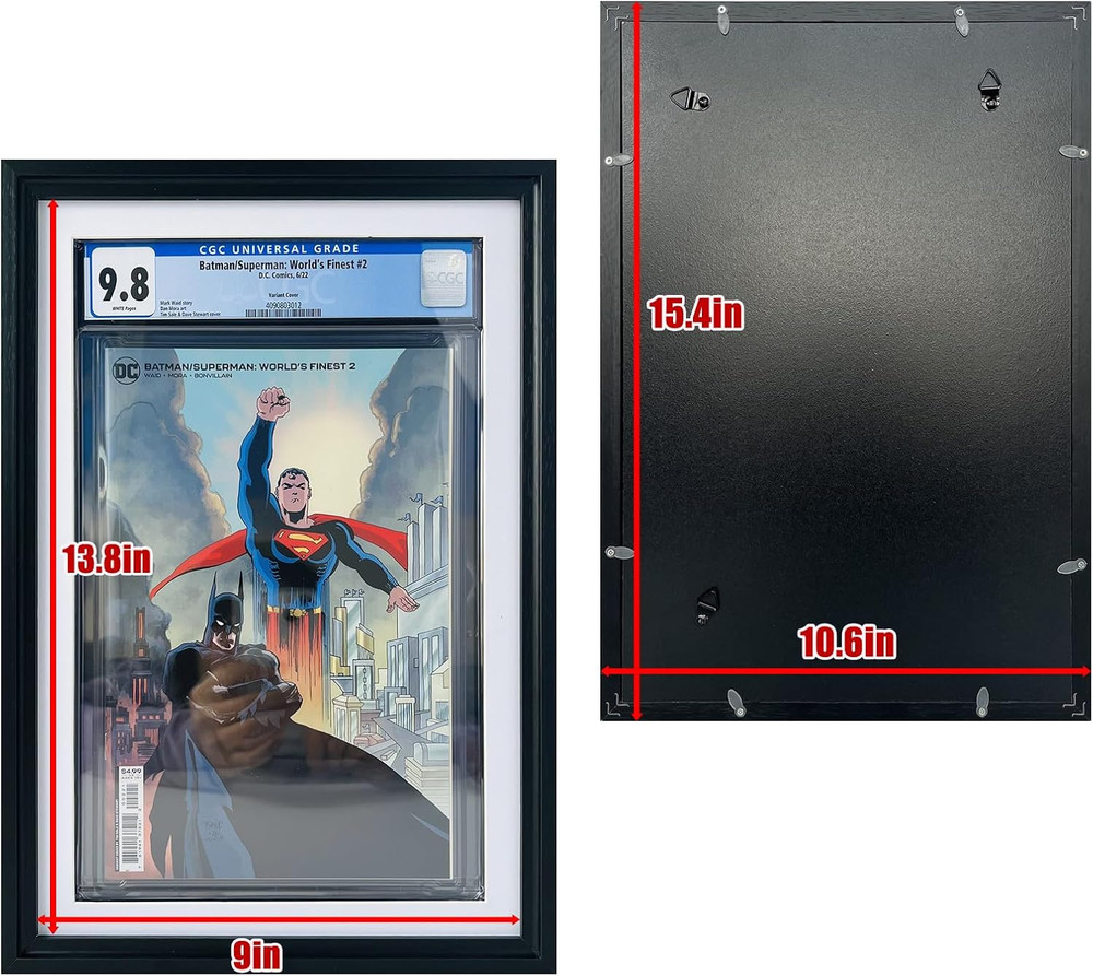 Single Graded Comic Book Frame for Standard CGC Graded Comic Books,Solid Wood Bl