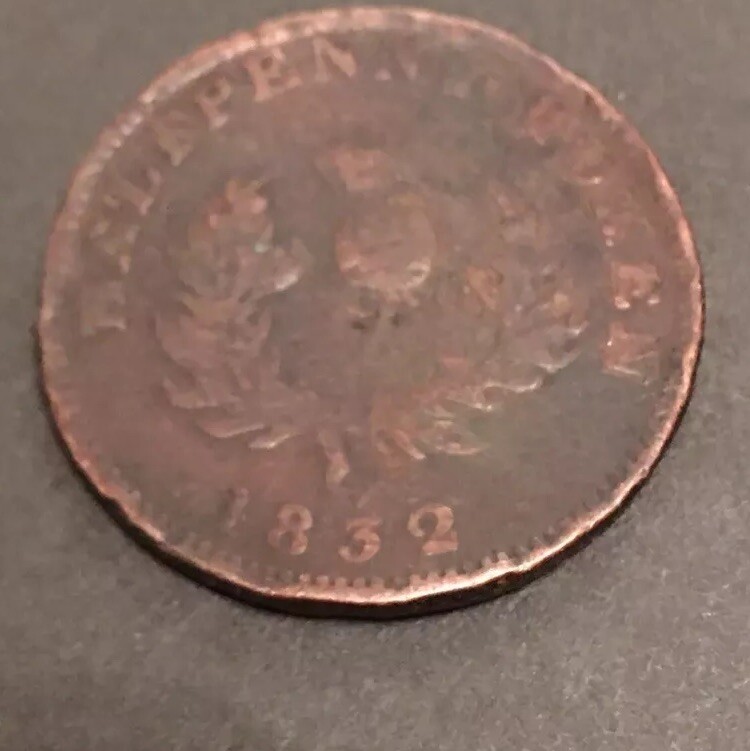 Antique 1832 Nova Scotia Halfpenny Token