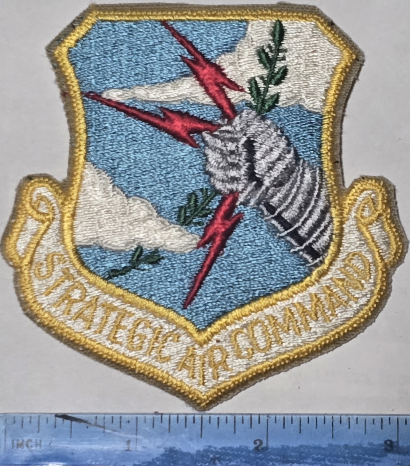 USAF AIR FORCE STRATEGIC AIR COMMAND SAC PATCH 1970s COLOR OBSOLETE 3" VTG ORIG