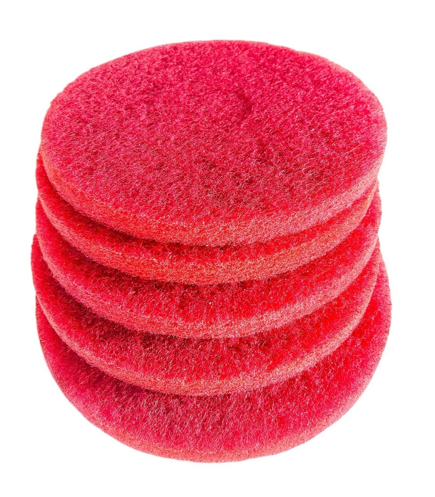 High Gloss Floor Machine Buff: 5 Pack, Fine Red -14" Diameter