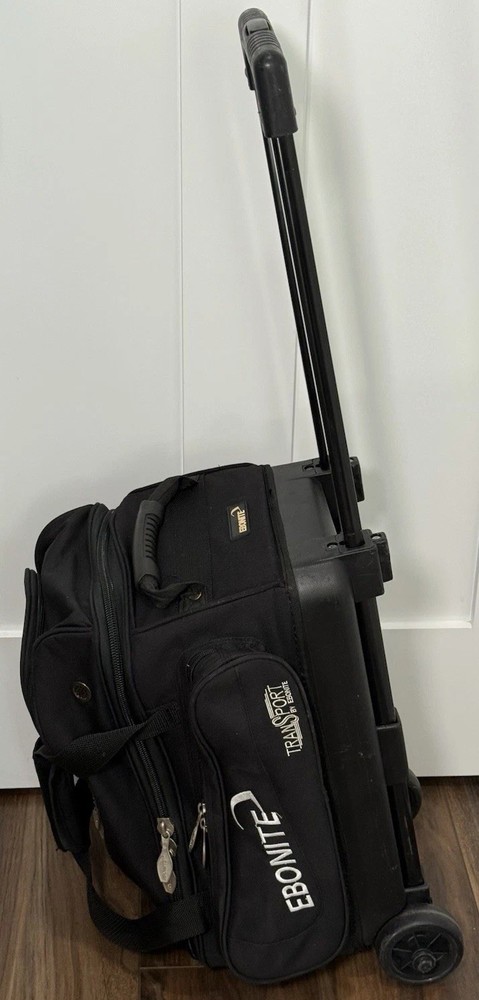 Ebonite 2 Ball Transport Telescoping Rolling Bowling Bag Black Great Condition