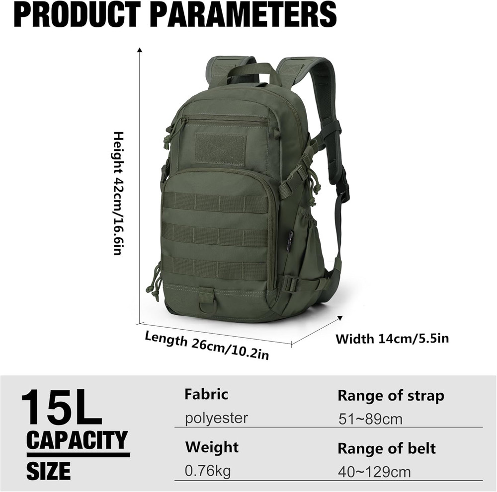 Small Tactical Backpack,Molle Hiking Backpack for Backpacking,Cycling and Biking