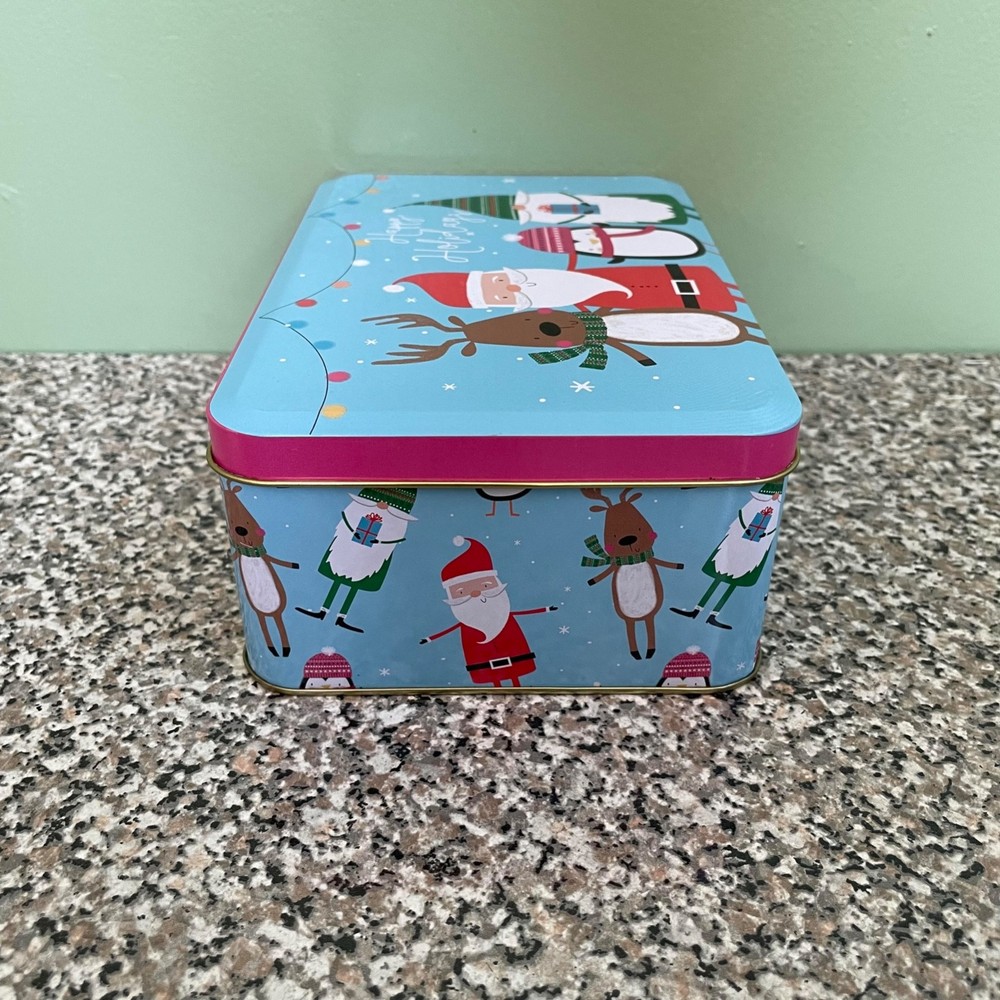 Tin Christmas Holiday Rectangular Box Empty Container Greenbrier International