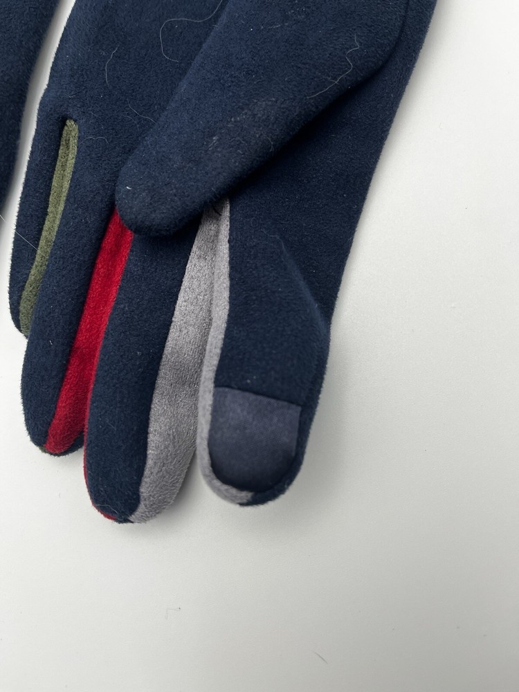 Suede Driving Gloves Navy Blue Multi-color