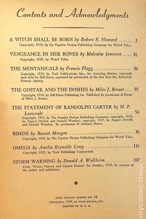 Avon Fantasy Reader #10 VG- 3.5 1949