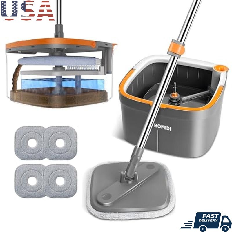 Spin Mop and Bucket System Include Dual Compartm Quality Durable Stainless Steel